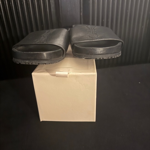 Saint Laurent black Leather Slide Sandals - Picture 4 of 5